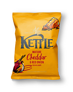Kettle Mature Cheddar & Red Onion Crisps HFSS Compliant