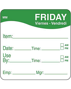 DayMark Removable Friday Food Labels