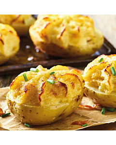 Farmhouse Jacket Potato Halves with Cheese & Smokey Bacon