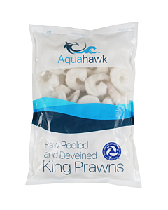 Aquahawk Frozen Raw Peeled & Deveined King Prawns 21/25