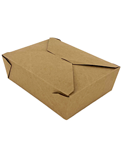 Zeus P Medium Leakproof Brown Kraft Food Boxes 1300ml 46oz