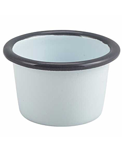 Enamel Ramekin White with Grey Rim 7cm Dia 90ml/3.2oz