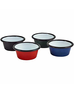 Enamel Ramekin White with Blue Rim 8cm Dia 90ml/3.2oz