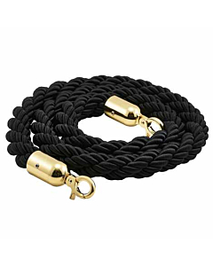 Barrier Rope Black- Brass Plated Ends