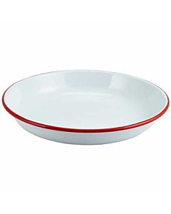 Enamel Rice/Pasta Plate White with Red Rim 24cm