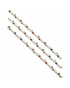 Paper Straws Red and Blue Stars 20cm (500pcs)
