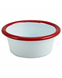 Enamel Ramekin White with Red Rim 8cm Dia 90ml/3.2oz