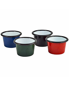 Enamel Ramekin White with Blue Rim 7cm Dia 90ml/3.2oz