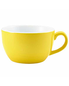Genware Porcelain Yellow Bowl Shaped Cup 25cl/8.75oz