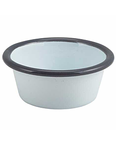 Enamel Ramekin White with Grey Rim 8cm Dia 90ml/3.2oz