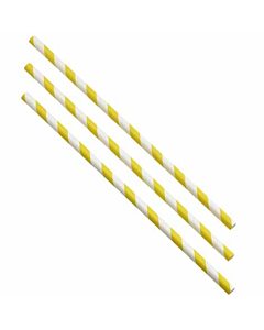 Paper Straws Yellow and White Stripes 20cm (500pcs)