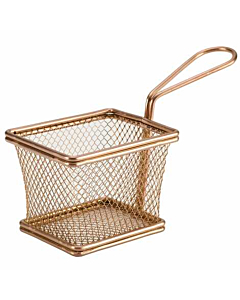 Copper Serving Fry Basket Rectangular 10 x 8 x 7.5cm