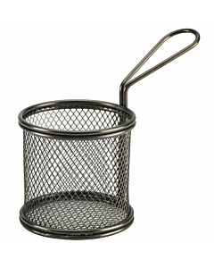 Black Serving Fry Basket  Round 9.3 x 9cm