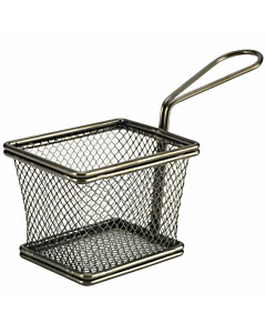 Black Serving Fry Basket Rectangular 10 x 8 x 7.5cm