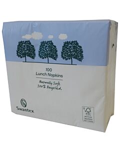Swantex Recycled White Lunch Napkins 2ply 33cm