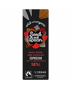 Seed and Bean Vegan 58% Organic Dark Chocolate Espresso Bars