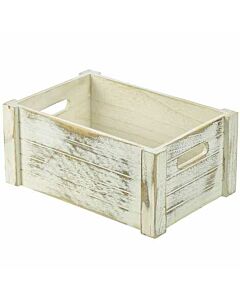 Wooden Crate White Wash Finish 34 x 23 x 15cm