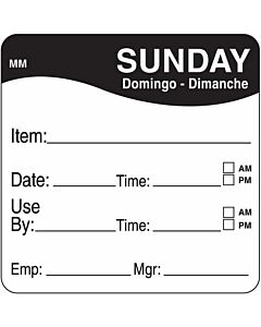 DayMark Removable Sunday Food Labels