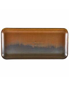 Terra Porcelain Rustic Copper Narrow Rectangular Platter 36