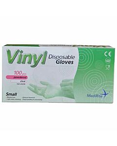MediRite Vinyl Powdered Clear Small Disposable Gloves