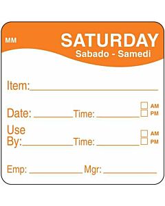 DayMark Removable Saturday Food Labels