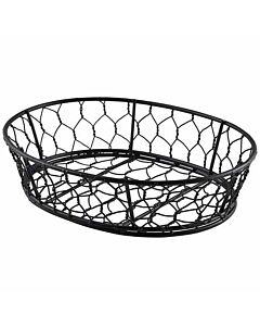 Genware Oval Black Wire Basket 24 x 18 x 6cm
