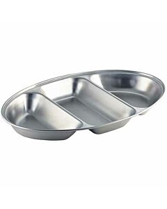 GenWare Stainless Steel Three Division Oval Vegetable Dish 3