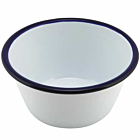 Enamel Round Deep Pie Dish White & Blue 12cm