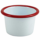 Enamel Ramekin White with Red Rim 7cm Dia 90ml/3.2oz