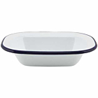 Enamel Rect. Pie Dish White & Blue 16cm