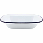 Enamel Rect. Pie Dish White & Blue 20cm