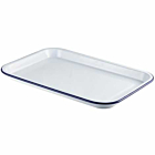 Enamel Serving Tray White with Blue Rim 38.2x26.4x2.2cm