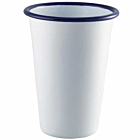 Enamel Tall Tumbler White with Blue Rim 40cl/14oz