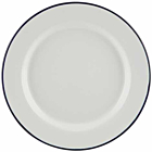 Enamel Wide Rim Plate White & Blue 20cm