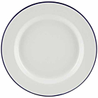Enamel Wide Rim Plate White & Blue 26cm