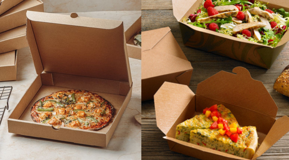 Cardboard takeout food packaging